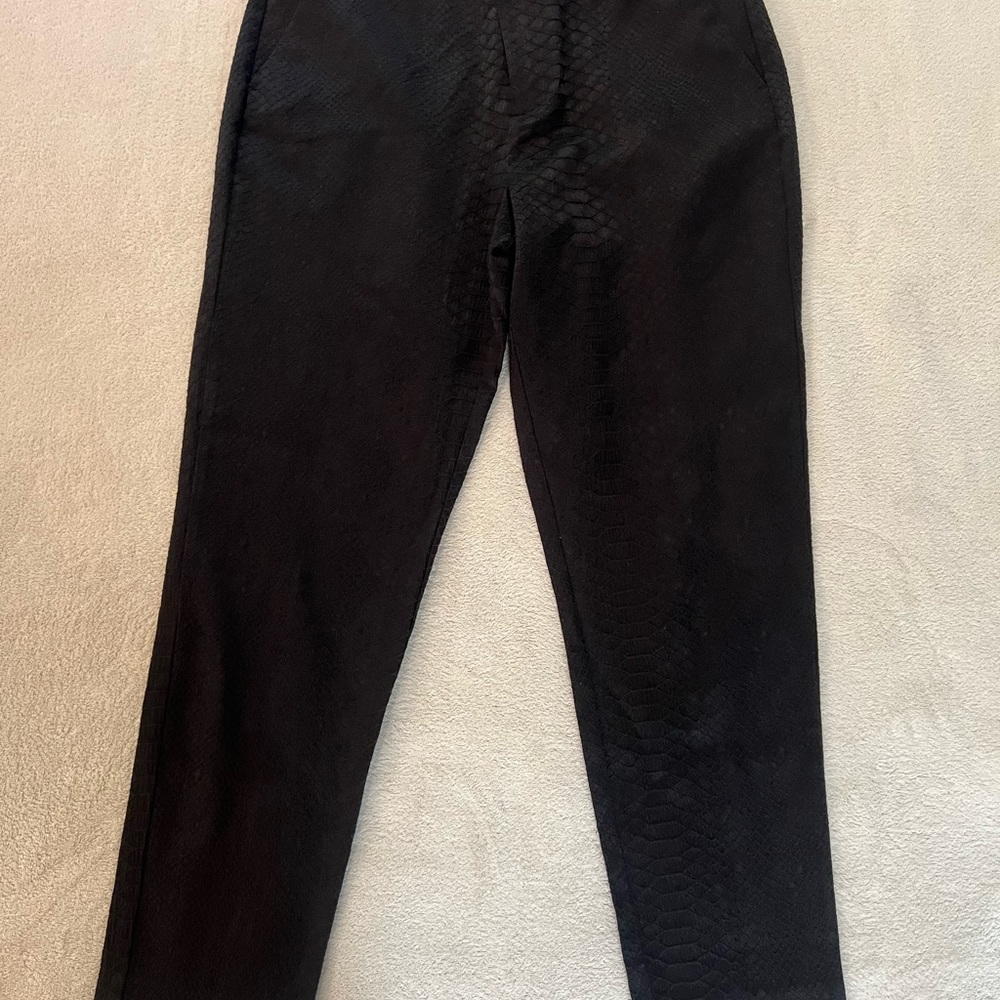 Women’s Black Snakeskin-Textured Pants